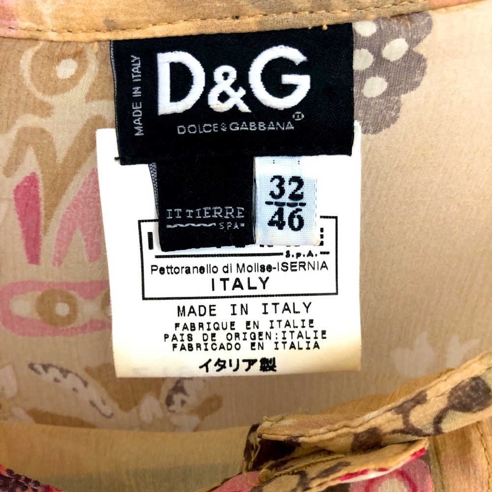RARE D&G  Long Sleeved Vintage Dolce & Gabbana Sheer floral blouse 32/46 Italy